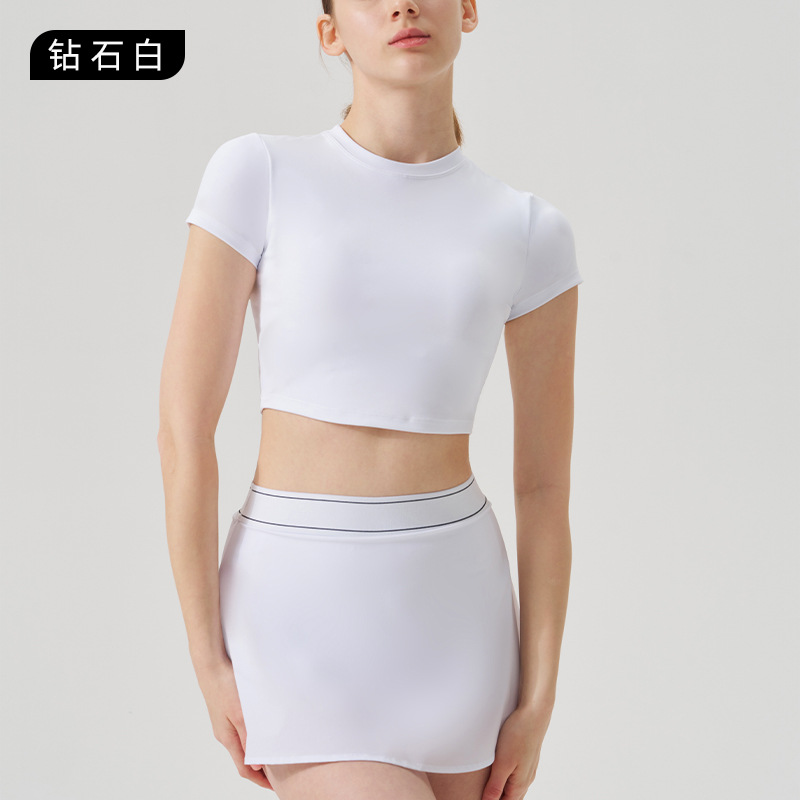 Casual Sports Bra & Anti-Sheer Tennis Skirt Set SKL-QY-T4895+K4605
