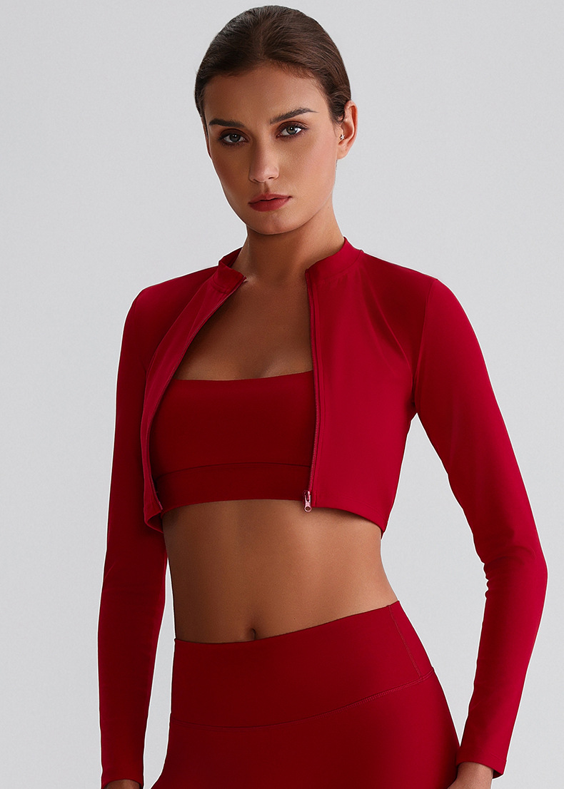 Zip-Up Running Yoga Jacket with Long Sleeves for Fitness SKL-LQ8022