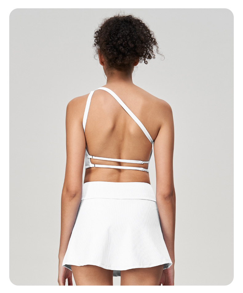 Strappy Open-Back Tennis Skirt & Yoga Tank Top Fitness Set SKL-QY-B3064+K3603