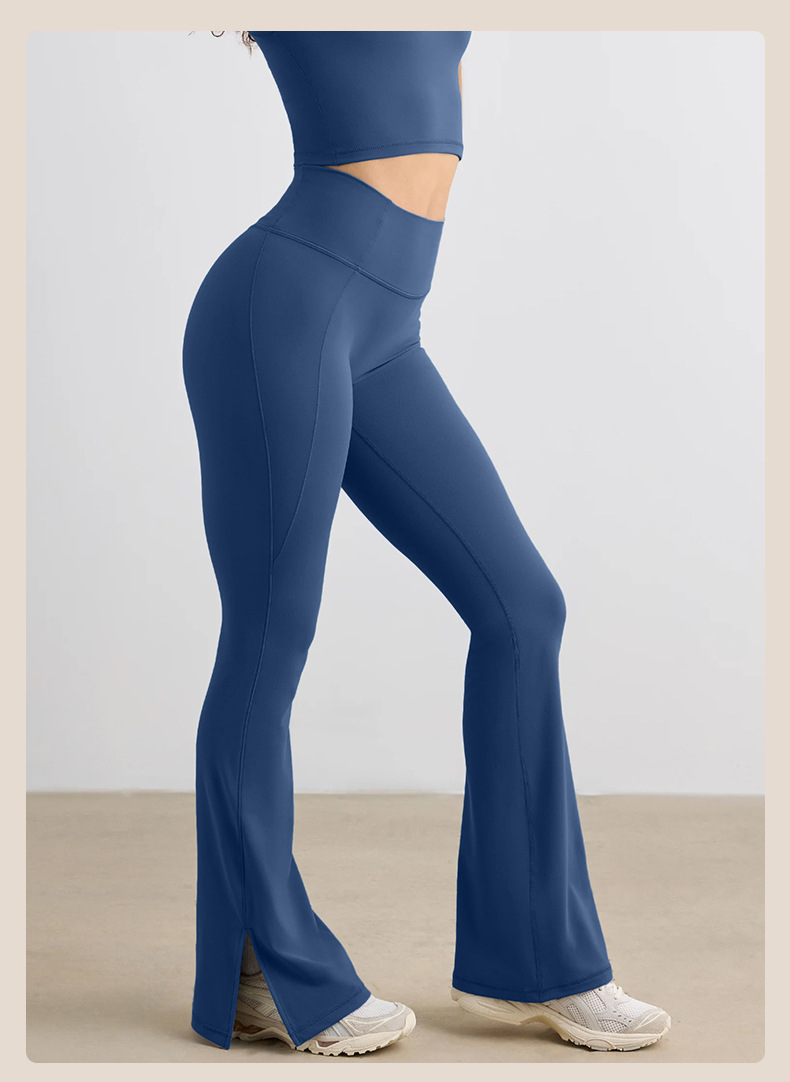 High-waisted Butt Lifting Nude Feeling Wide Leg and Bootcut Pants for Women's Sports SKL-QY-K4521