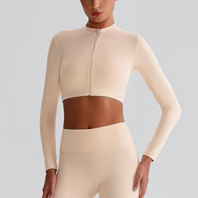 Zip-Up Running Yoga Jacket with Long Sleeves for Fitness SKL-LQ8022