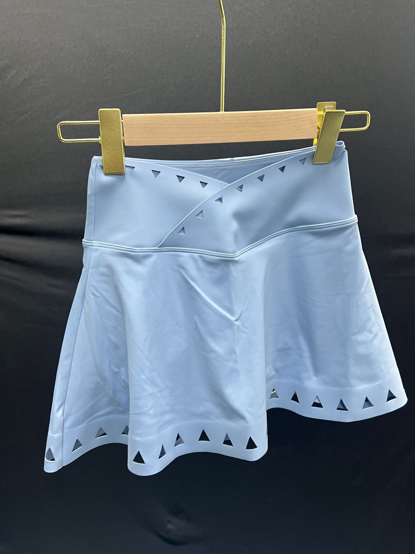 A-Line V-Waist Hollow-Out Lined Tennis Mini Skirt SKL-FNK202366
