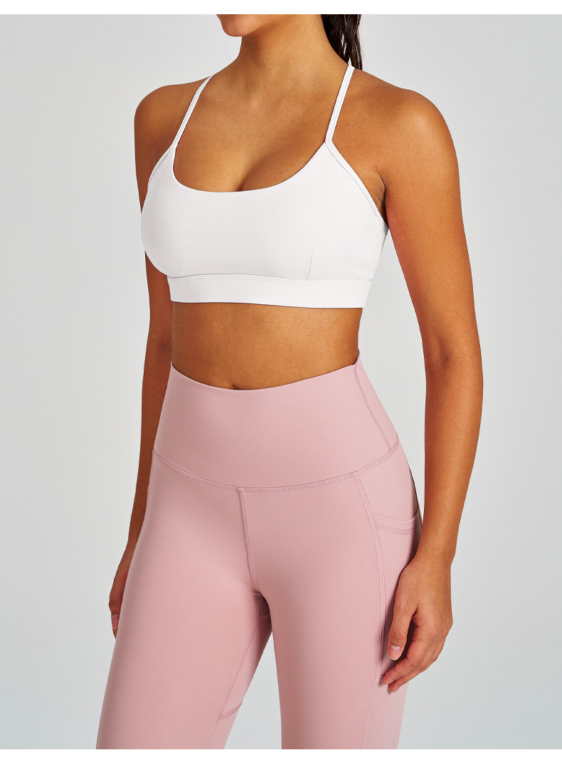 Nude - feel Padded Bust - binding Slim - fit Yoga Bra SKL-QY-B4033