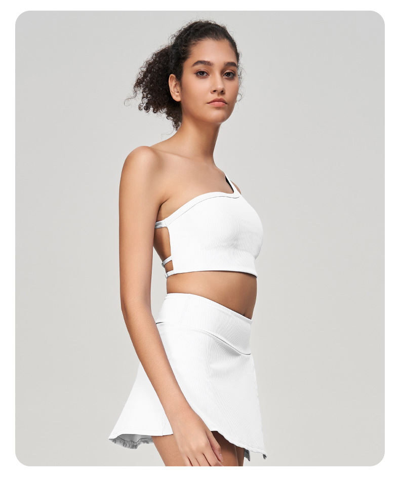 Strappy Open-Back Tennis Skirt & Yoga Tank Top Fitness Set SKL-QY-B3064+K3603