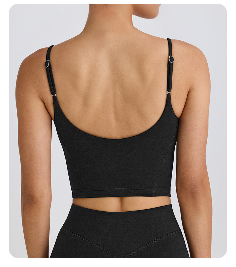 Thin-Strap Yoga Tank Top with Fixed Cups for Fitness SKL-QY-T4844