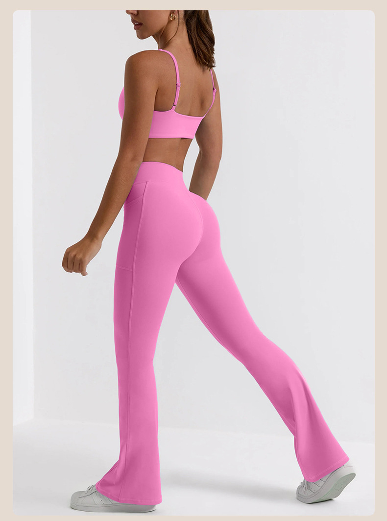 Strappy Sports Bra & High-Waisted Butt-Lifting Workout Leggings Naked-Sensation Solid Color Yoga Set SKL-QY-B3075+K3609