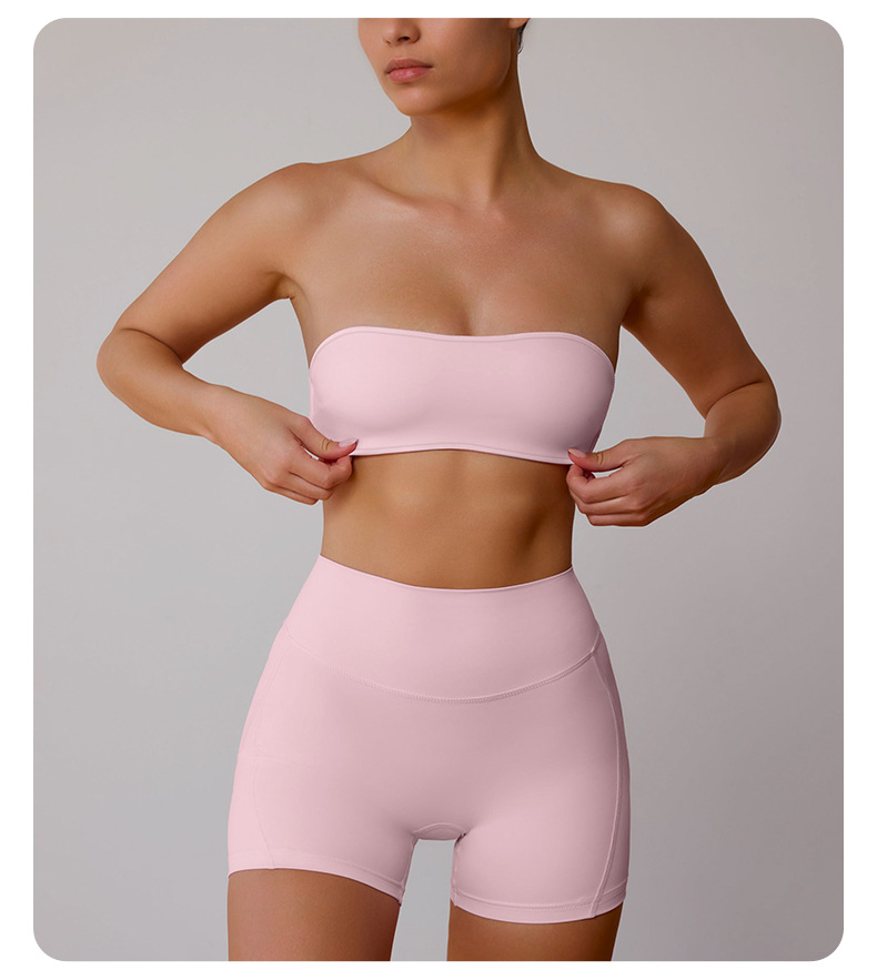 Nude-feeling Strappy Open-Back Sports Bra for Women's Yoga and Fitness SKL-QY-B4029