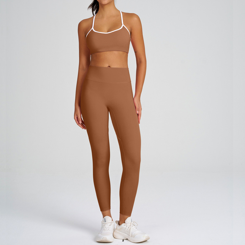 Slimming Compression Spaghetti Strap Open-Back Running Pants Set SKL-QY-B6001+K5008