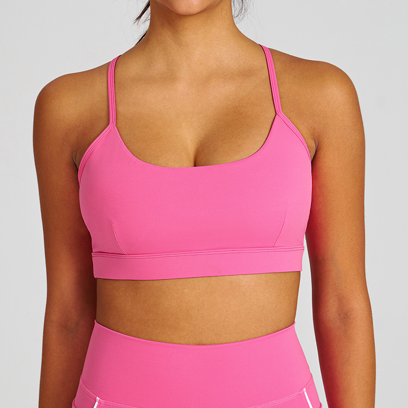 Nude - feel Padded Bust - binding Slim - fit Yoga Bra SKL-QY-B4033