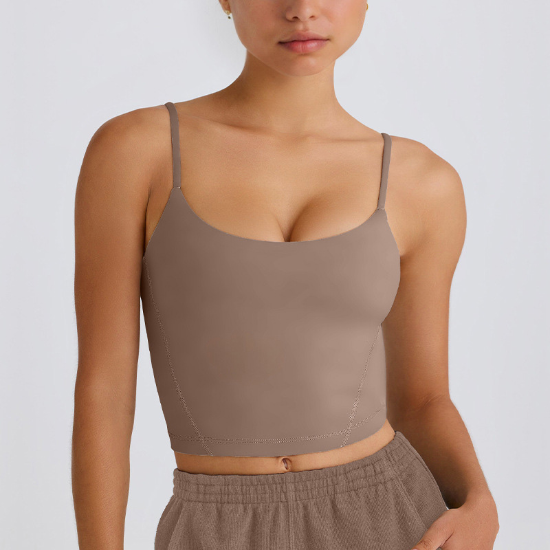 Thin-Strap Yoga Tank Top with Fixed Cups for Fitness SKL-QY-T4844