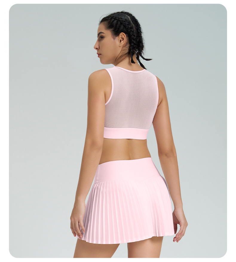 Women's Anti-Sheer Pleated Tennis Skirt & Yoga Shorts Set SKL-QY-B4024+K4567
