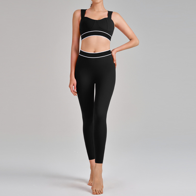 Strappy Open-Back Running Sports Bra Set SKL-QY-B6010+K6051