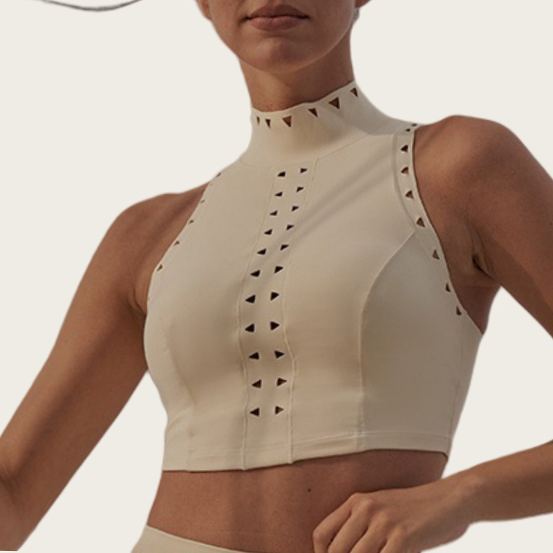 Racerback Cutout Yoga Tank Top with High Neck Hollow-Out Design SKL-FNK202366