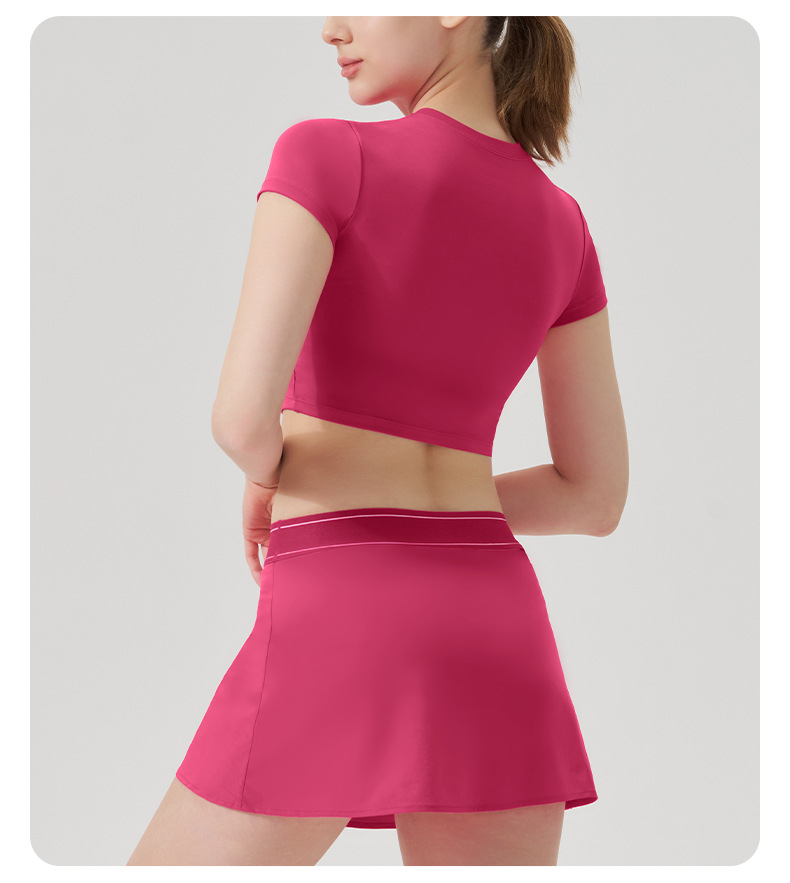 Casual Sports Bra & Anti-Sheer Tennis Skirt Set SKL-QY-T4895+K4605