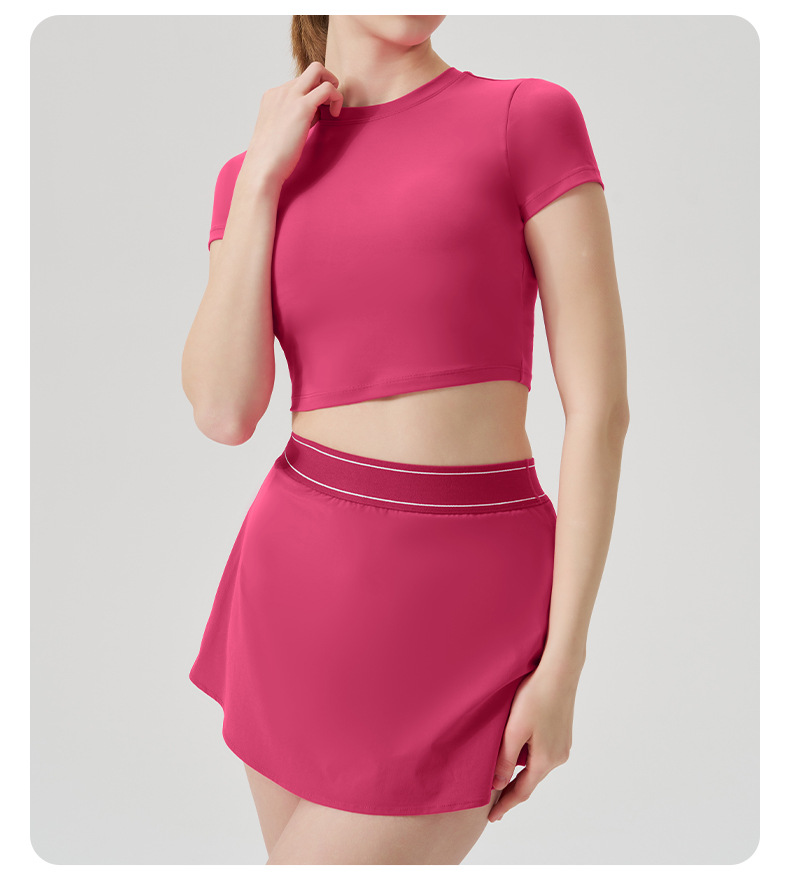 Casual Sports Bra & Anti-Sheer Tennis Skirt Set SKL-QY-T4895+K4605