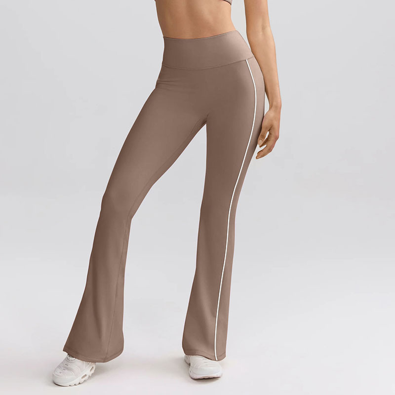 High-waisted Striped Yoga Pants with Wide Leg and Bootcut Design for Yoga and Sports SKL-QY-K4542