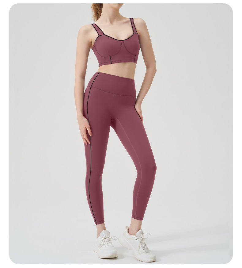 Colorblock Open-Back Multi-Sport Yoga Set with Sports Bra for Running & Fitness SKL-QY-B4037+K4624