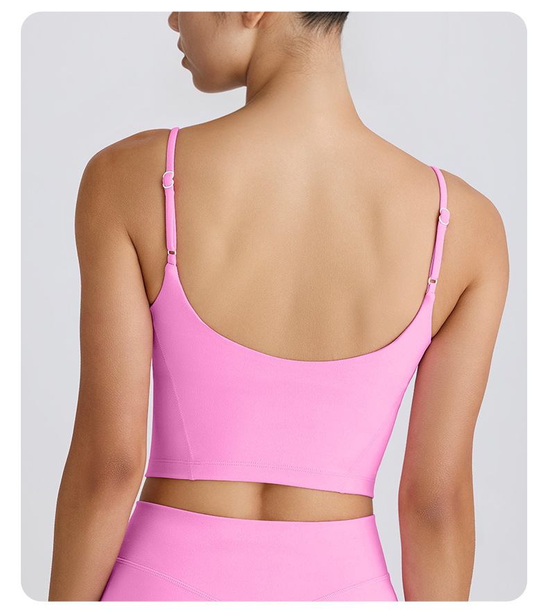 Thin-Strap Yoga Tank Top with Fixed Cups for Fitness SKL-QY-T4844