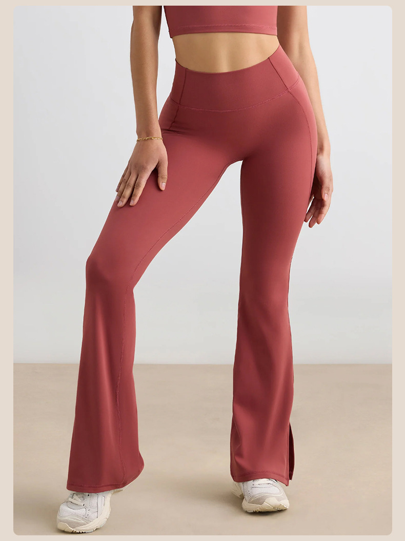 High-waisted Butt Lifting Nude Feeling Wide Leg and Bootcut Pants for Women's Sports SKL-QY-K4521