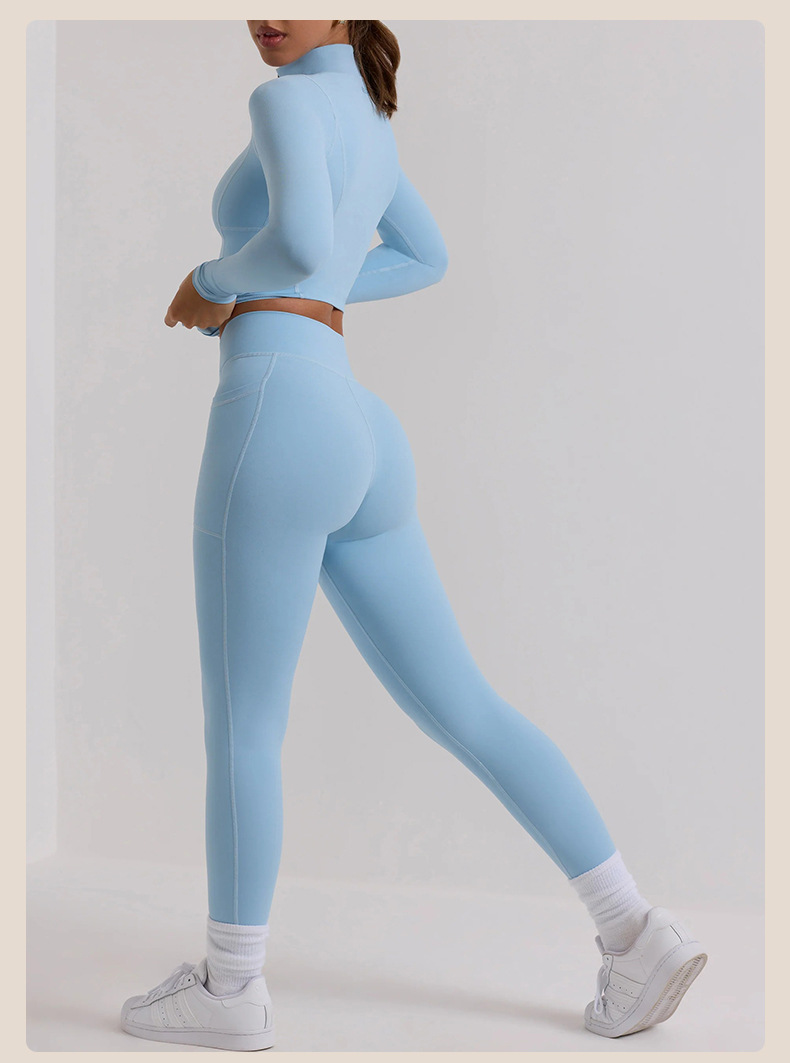 Long-Sleeve Top & High-Waisted Yoga Leggings Compression Set SKL-QY-T3831+K3504