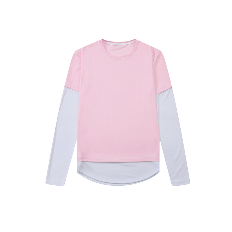 Men's Color Block Long Sleeve Quick Dry Crew Neck Compression Shirt 896