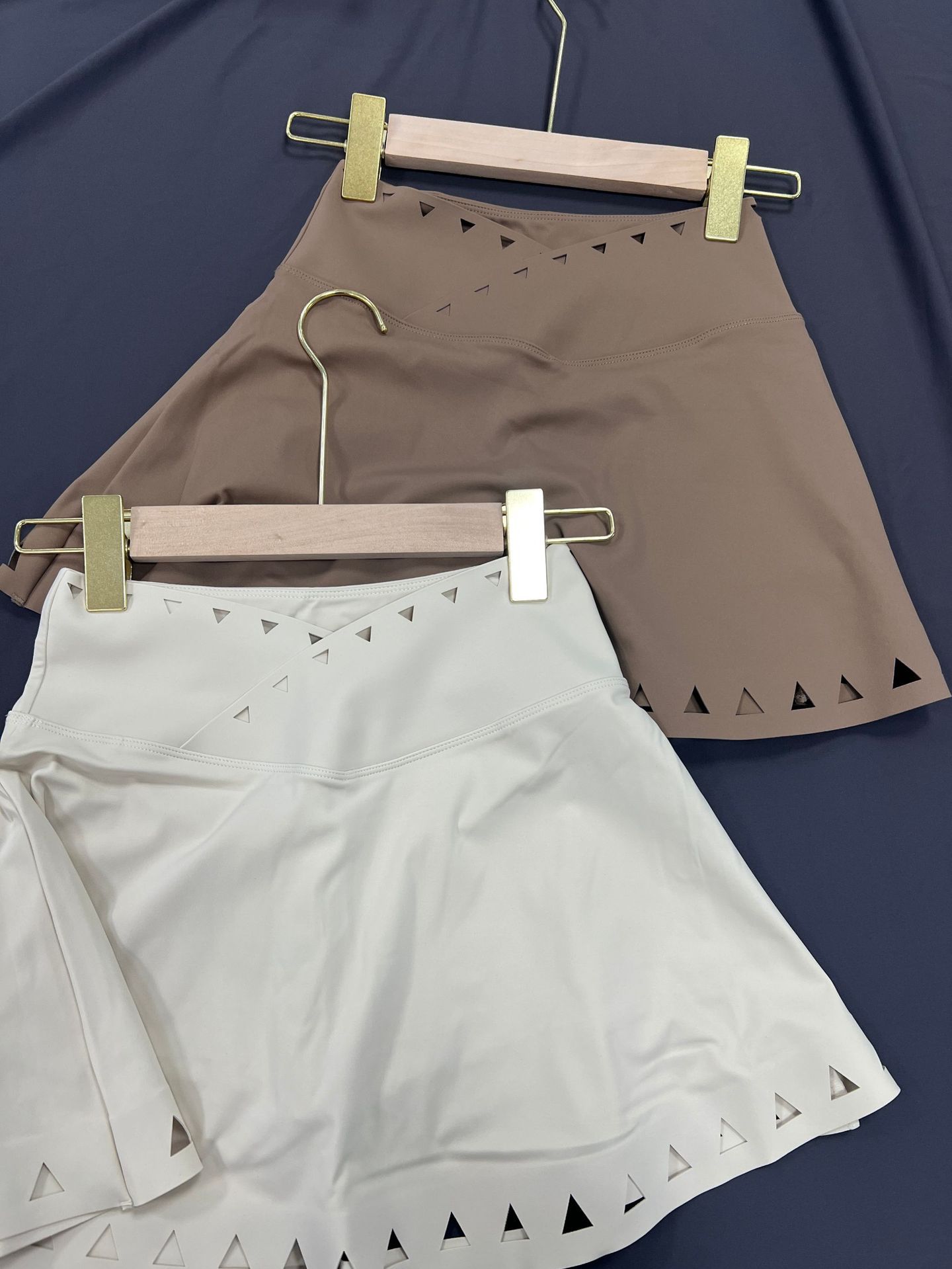 A-Line V-Waist Hollow-Out Lined Tennis Mini Skirt SKL-FNK202366