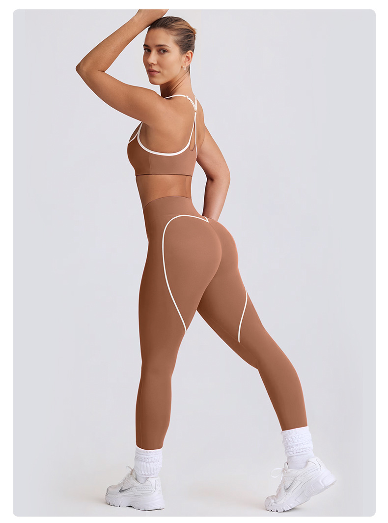 Slimming Compression Spaghetti Strap Open-Back Running Pants Set SKL-QY-B6001+K5008