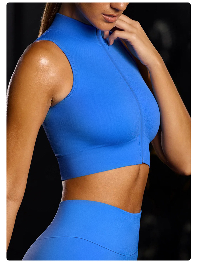 Women's Zip-Up Sexy Running Vest with Shockproof Support SKL-QY-T3833-1