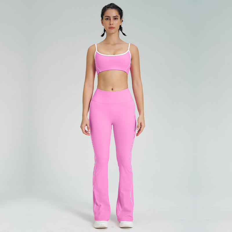 Thin Strap Naked-Sensation Fitness Leggings Yoga Set SKL-QY-B4014+K4542