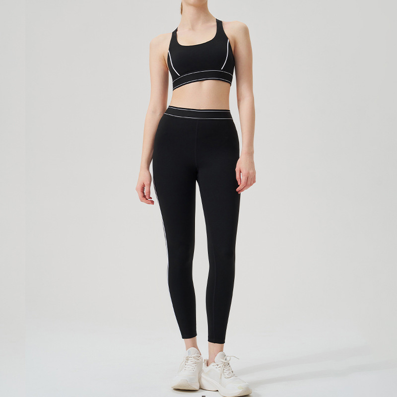 Colorblock Open-Back Multi-Sport Yoga Set with Sports Bra for Running & Fitness SKL-QY-B4016+K4546
