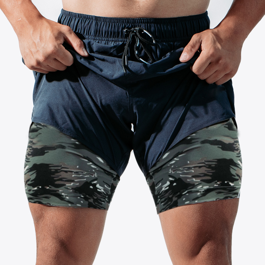 Men's Zipper Pocket Double-Layer Shorts DK14