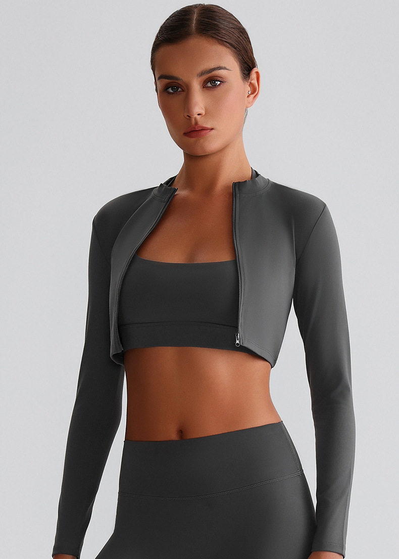 Zip-Up Running Yoga Jacket with Long Sleeves for Fitness SKL-LQ8022