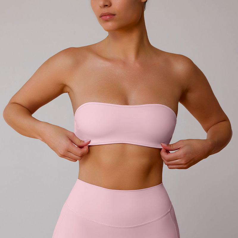 Nude-feeling Strappy Open-Back Sports Bra for Women's Yoga and Fitness SKL-QY-B4029