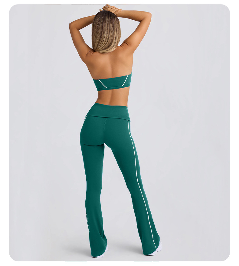 Color-block Striped Yoga Pants for Women, Flared Long Pants for Running and Fitness SKL-QY-K4599