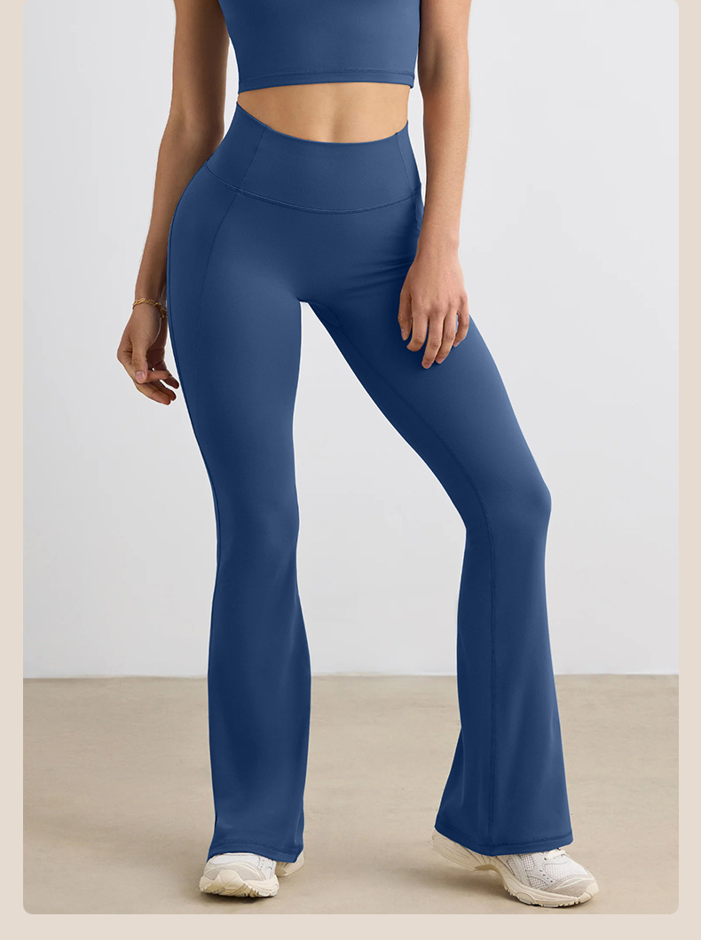 High-waisted Butt Lifting Nude Feeling Wide Leg and Bootcut Pants for Women's Sports SKL-QY-K4521