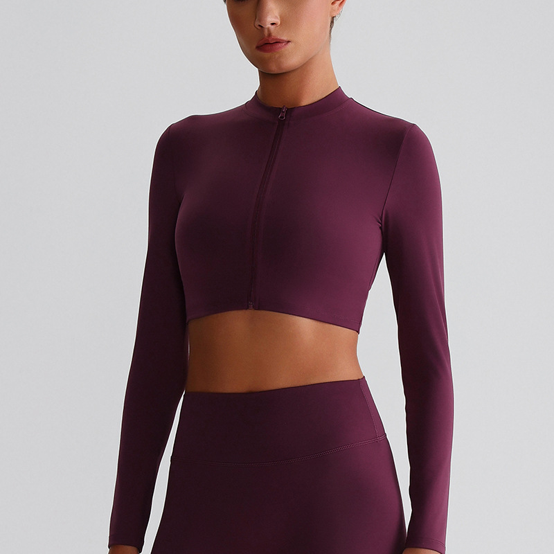 Zip-Up Running Yoga Jacket with Long Sleeves for Fitness SKL-LQ8022