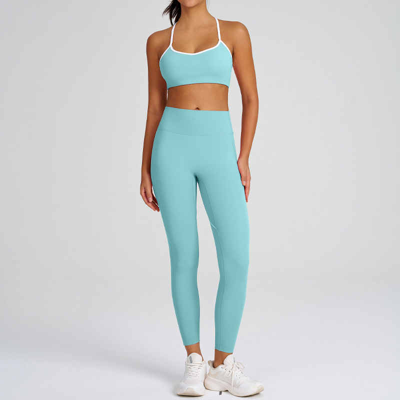 Slimming Compression Spaghetti Strap Open-Back Running Pants Set SKL-QY-B6001+K5008
