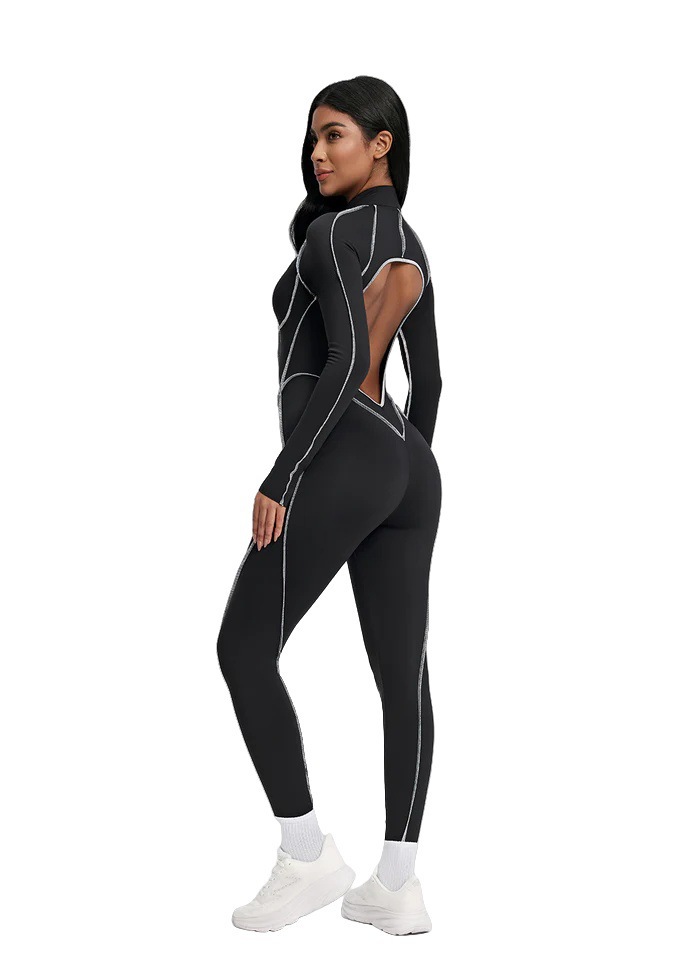 Cutout-Design Sexy Slim Fit Yoga Bodysuit with Built-in Bra SKL-FNK25124