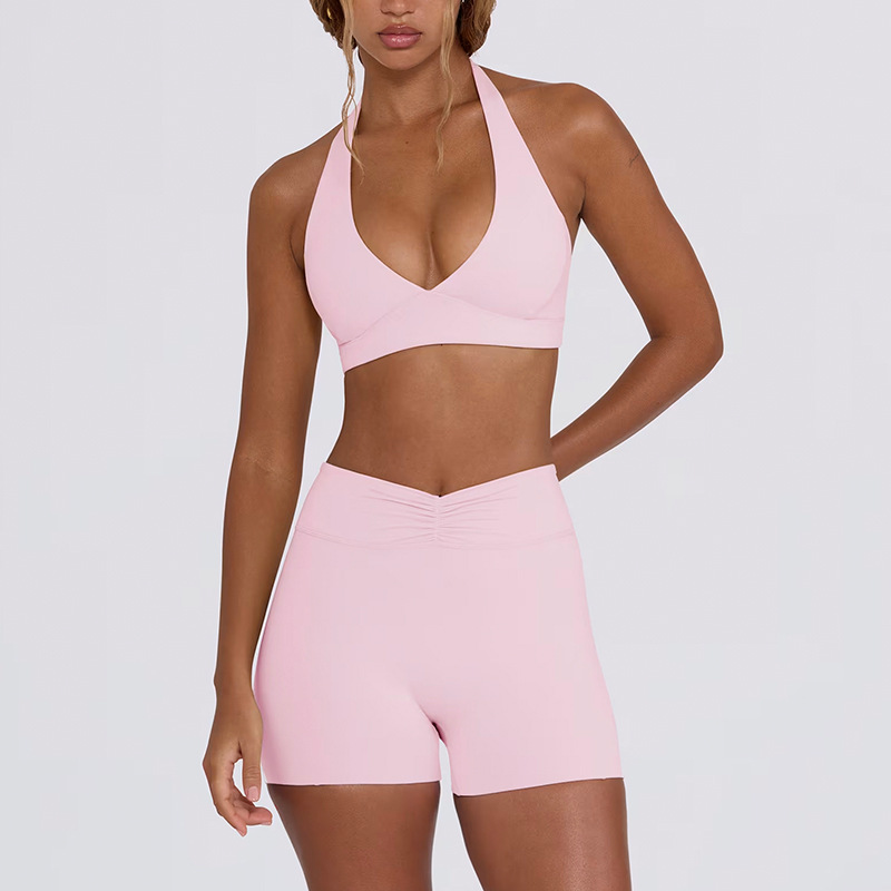 Tummy-Control Yoga Shorts & High-Support Sports Bra Running & Yoga Set SKL-QY-B6505+K6507