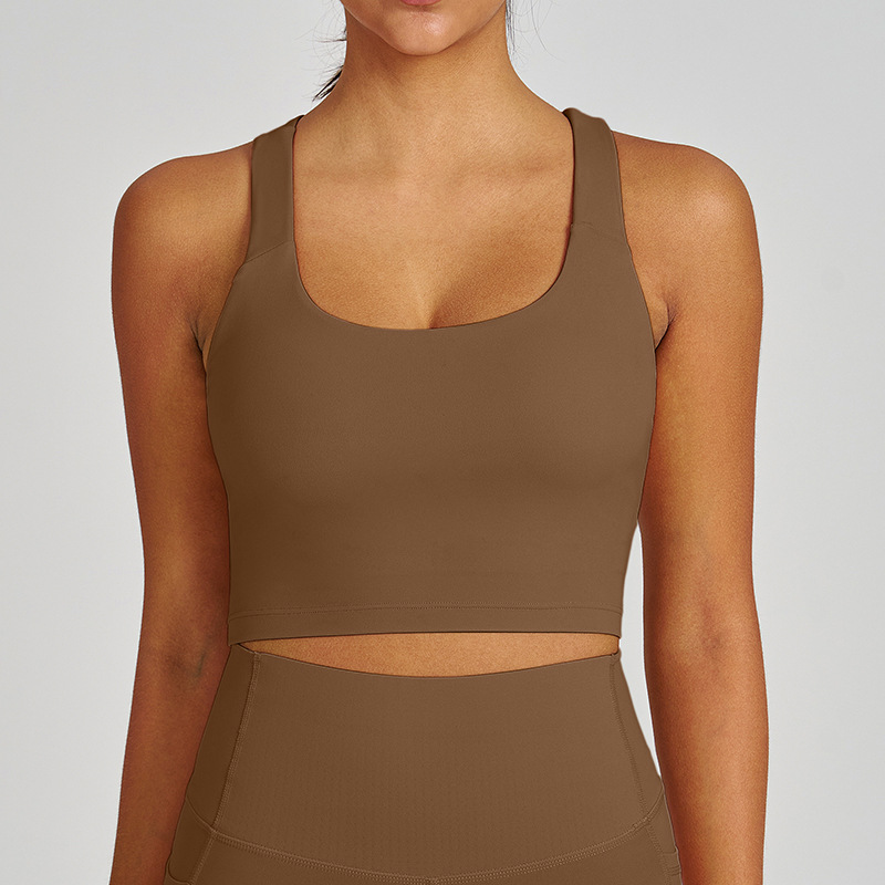 Strappy Open-Back Slim-Fit Yoga Tank with Shockproof Push-Up Support for Running & Fitness SKL-QY-B6002