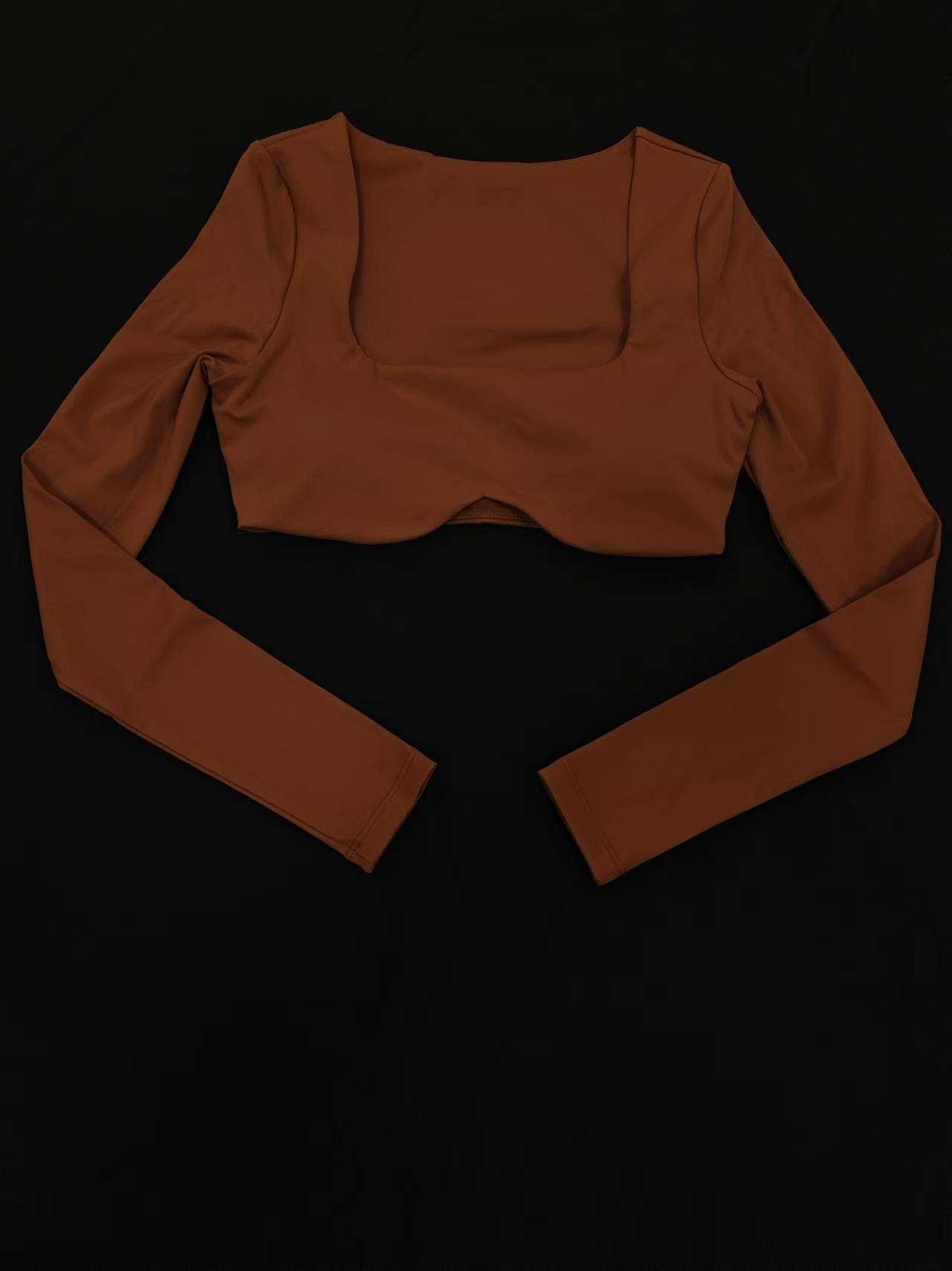 Comfortable Skin-Friendly Long-Sleeve Crop Top with Built-in Bra SKL-FNK8830