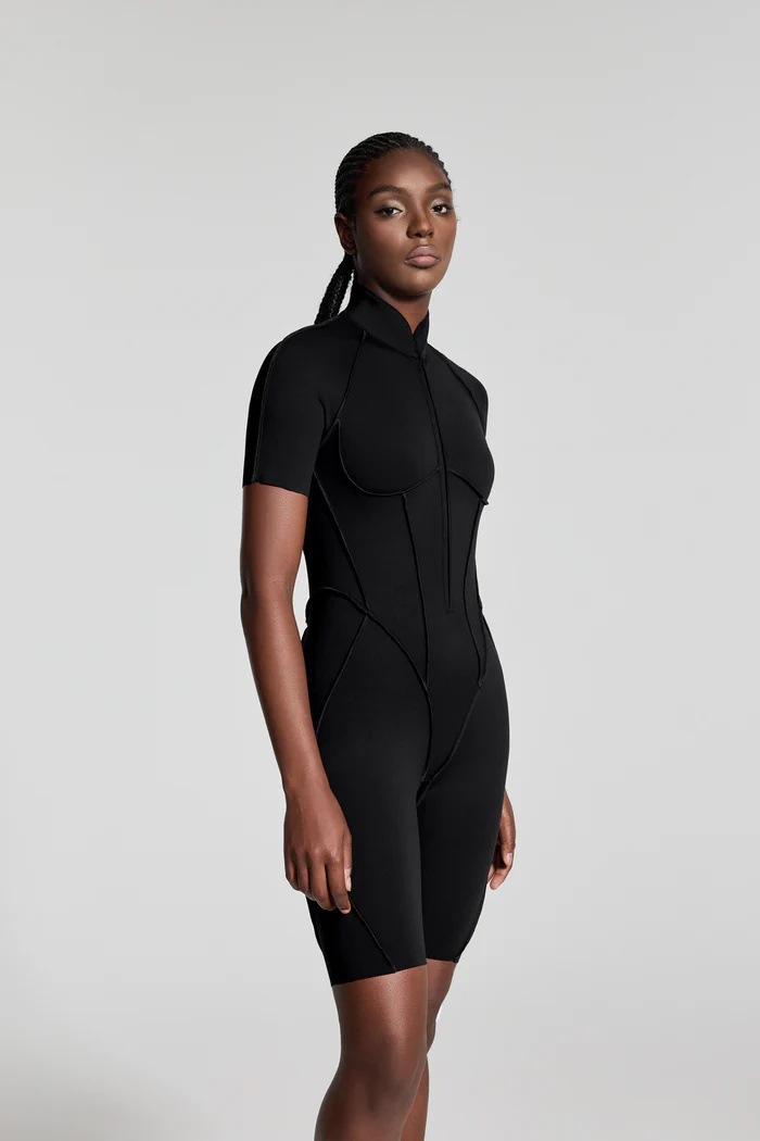 Comfortable Slim Fit Open-Back Short Length Yoga Jumpsuit with Built-in Bra SKL-FNK25129