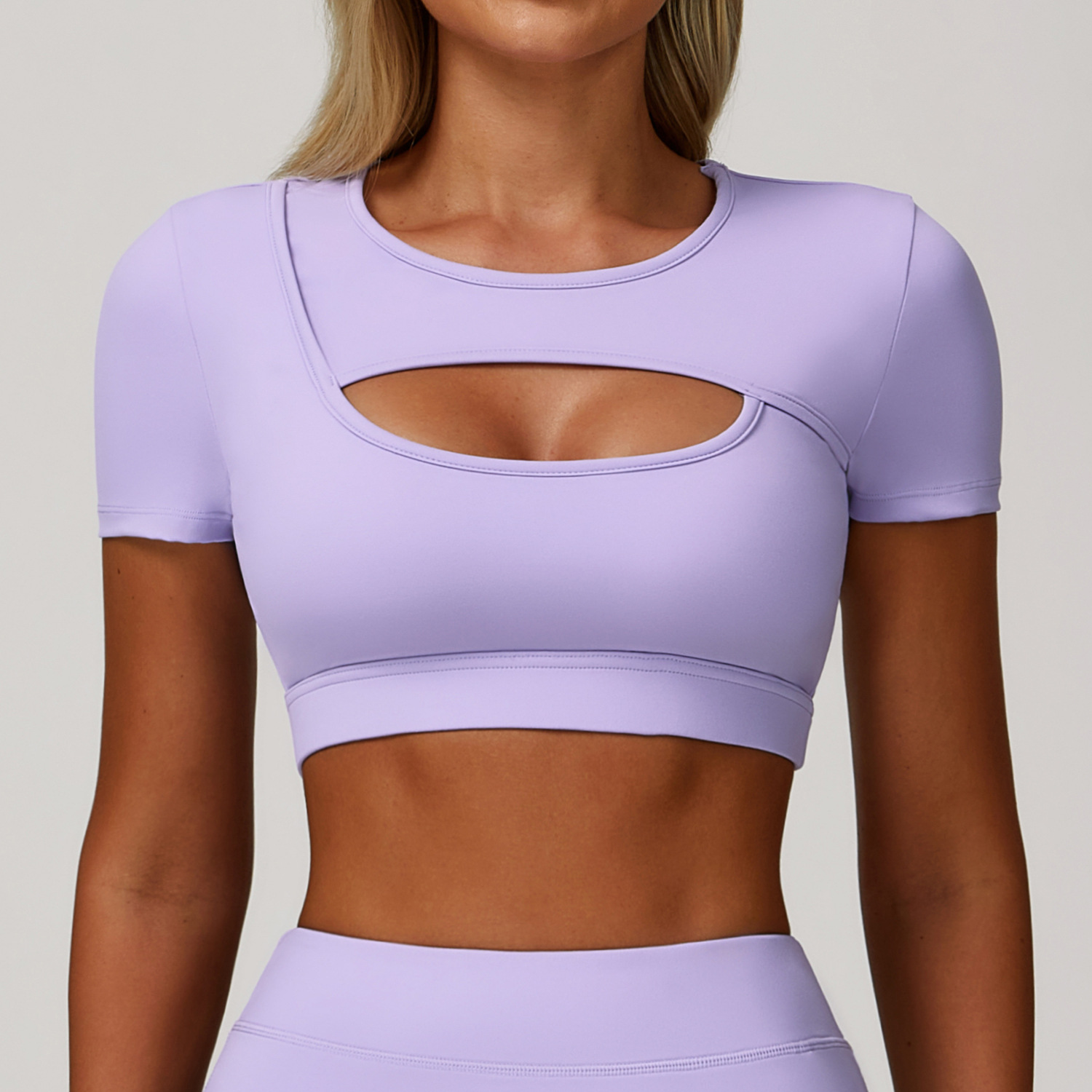 Women's Hollow Out Compression Shockproof Yoga Short Sleeve Top 4501