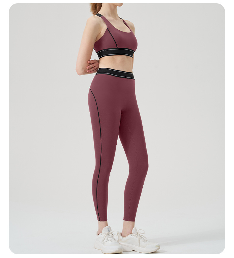 Colorblock Open-Back Multi-Sport Yoga Set with Sports Bra for Running & Fitness SKL-QY-B4016+K4546