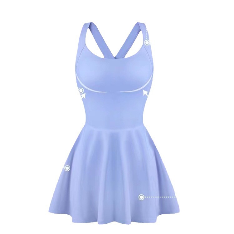 Crewneck Sleeveless Pleated Tennis Dress Breathable for Fitness SKL-FNK202312