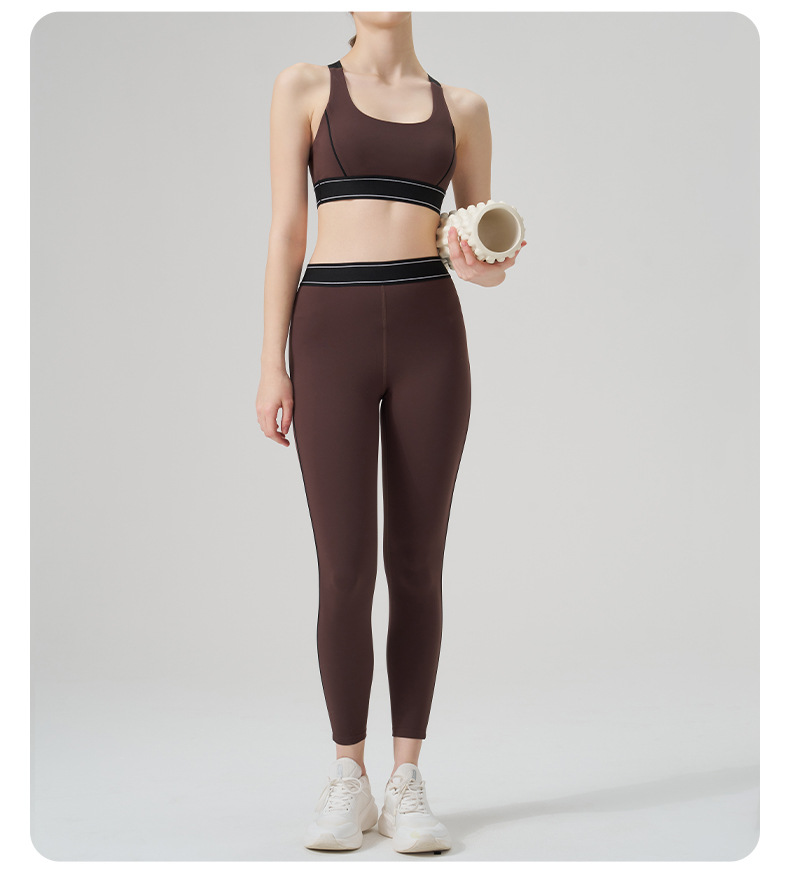 Colorblock Open-Back Multi-Sport Yoga Set with Sports Bra for Running & Fitness SKL-QY-B4016+K4546