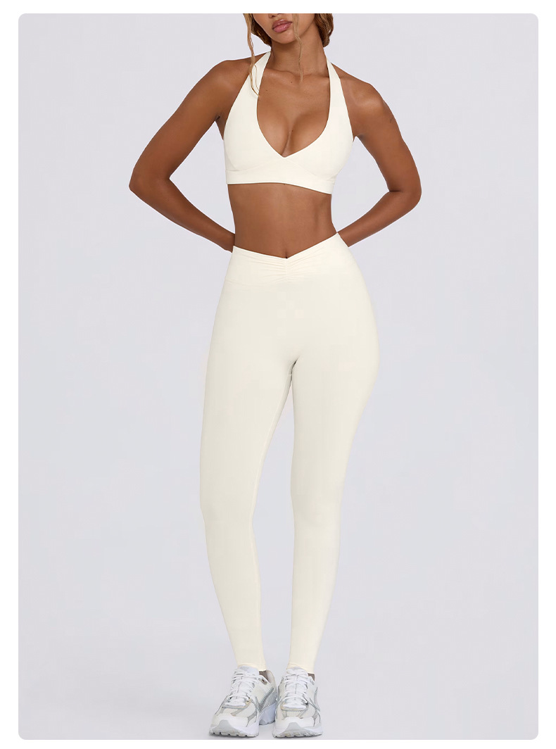 Halter Neck Solid Color Open-Back Yoga Bra SKL-QY-B6505