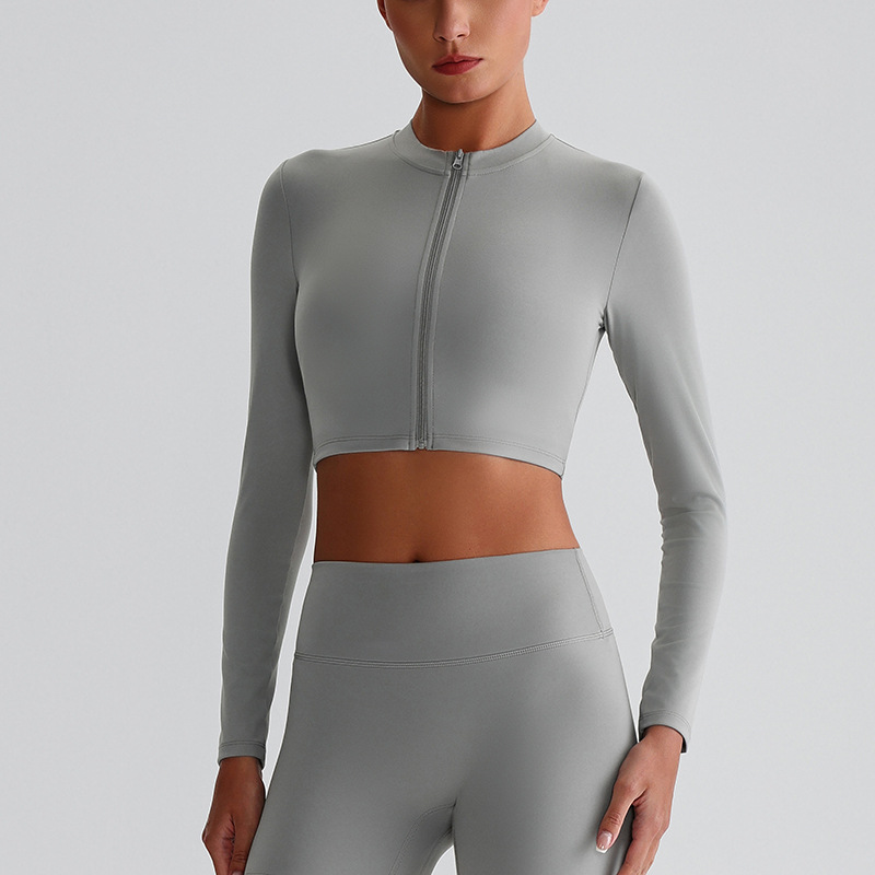 Zip-Up Running Yoga Jacket with Long Sleeves for Fitness SKL-LQ8022