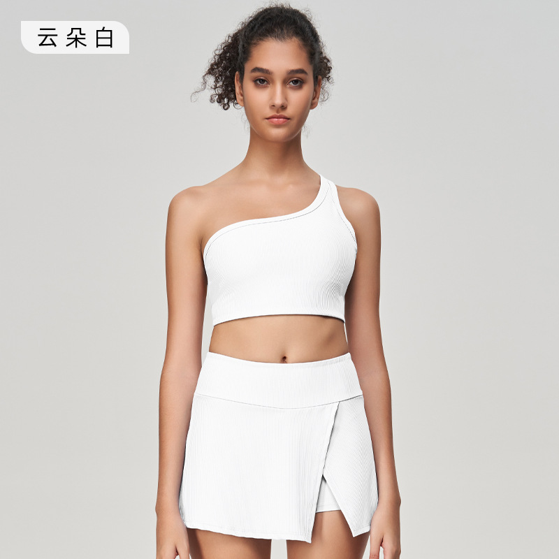 Strappy Open-Back Tennis Skirt & Yoga Tank Top Fitness Set SKL-QY-B3064+K3603