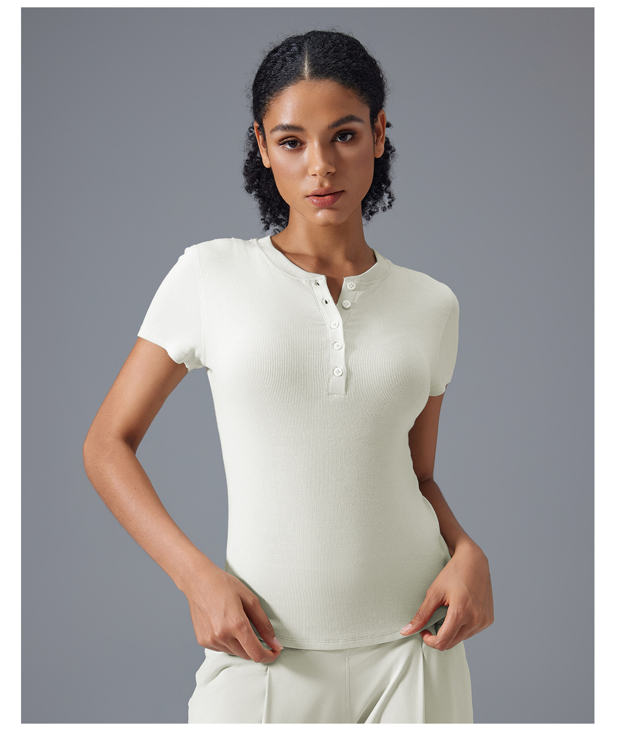Skinny Nude Skin Friendly Modal Vertical Fitness Yoga Short Sleeve D25097